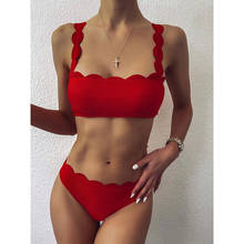 Verão 2021 sexy rendas maiôs praia biquíni 2 peças biquinis roupa de banho feminino dividir maiô moda push up maiô vermelho 2024 - compre barato