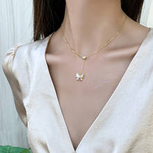 2020 корейский новый дизайн модные ювелирные изделия опал кристалл бабочка кулон, ожерелье, элегантные ключицы регулируемые женские ожерелья 2024 - купить недорого