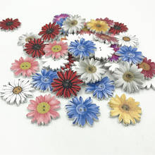 DIY 100 шт цветы деревянные кнопки подходят для шитья, украшения скрапбукинга смешанные цвета 26 мм 2024 - купить недорого