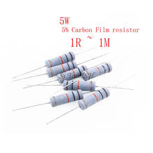 10pcs 5W 5% Carbon Film resistor 1R ~ 1M 2.2R 10R 22R 47R 51R 100R 150R 470R 1K 4.7K 10K 47K 1 2.2 10 22 47 51 100 150 470 ohm 2024 - buy cheap