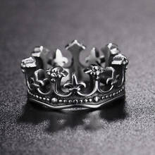 Clássico retro coroa anel masculino e feminino moda única aço inoxidável punk simples biker anel casal jóias presente atacado 2024 - compre barato
