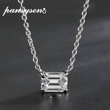PANSYSEN Luxury Solid Silver 925 Emerald Cut Simulated Moissanite Diamond Pendent Necklaces Fine Jwelry Wedding Engagement Gifts 2024 - buy cheap