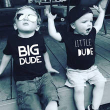 Big Dude Little Dude Family Matching Outfits Sibling Summer Tshirt Toddler Boys Short Sleeve Fashion T-shirt Casual Kids T Shirt 2024 - buy cheap