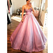 Vestido de baile Rosa elegante para quinceañera, vestido de satén con cuentas para Princesa, plisado, escote Corazón, 16, 2020 2024 - compra barato