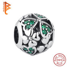 Green Rhinestone Crystal Clover Bead 925 Sterling Silver Charms Fit Original Authentic Bracelets&Bangles Women DIY Jewelry 2024 - buy cheap