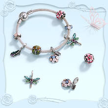 Pingente esmaltado de prata esterlina 925, charme de borboleta, pingente de libélula, suporte para pulseira de 3mm, fabricação de joias para mulheres 2024 - compre barato