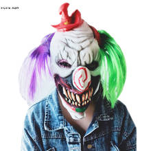 Máscara de látex de palhaço, fantasia assustadora de circo para fantasia de dia das bruxas, diabo, assustadora, para carnaval, cosplay, acessórios de festa 2024 - compre barato