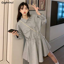 Long Sleeve Dress Women Autumn Turn Down Collar Preppy Style Fashion Streetwear Elegant Knee-length Students A-line Vestidos Ins 2024 - buy cheap