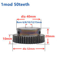 1pc Spur Gear Rack Pinion 50T 50Teeth Mod 1 M=1 Bore 6mm-15mm Staight Teeth positive gear 45#steel CNC transmission RC 2024 - buy cheap
