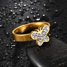 MixMax 20pcs Butterfly Women's Rhinestone Rings Golden Clay Cute Party Jewelry Wholesale 2024 - buy cheap