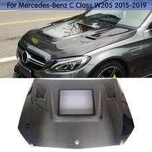 Transparent Carbon fiber engine hood car bonnet for Mercedes Benz W205 C63 AMG 15-18 2024 - buy cheap