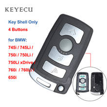 Keyecu-capa de chave para bmw, compatível com os modelos série 7, e65, e66, e67, e68, 745i, 745li, 750i, 750li, 760i, fob, 4 botões 2024 - compre barato