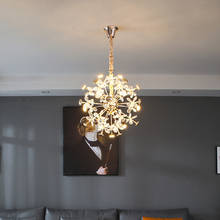 Lustre redondo de cristal, candelabro moderno de luxo com pétalas de luz led para restaurante e sala de estar 2024 - compre barato
