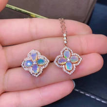 flower opal Natural Opal jewelry set Natural Real Opal 925 sterling silver 1pc pendant,1pc ring 2024 - buy cheap