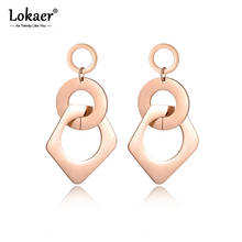 Lokaer Circle & Hollow pentagon Interweaved Fashion Earrings Steel Jewelry Anniversary Party Gift For Women E18079 2024 - buy cheap