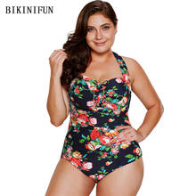 New Sexy Plus Size Swimsuit Women One Piece Suit Floral Print Bathing Suit XL-5XL Girl Backless Halter Monokini One Piece 2024 - buy cheap
