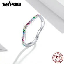 Wostu Rings 925 Sterling Silver Rainbow CZ Simple Finger Ring For Women Silver Party Anniversary Fine Jewelry Gift DXR705 2024 - buy cheap