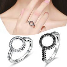 Серебряное кольцо Lucky Circle, инкрустированное стразами, элегантное кольцо для женщин, модные ювелирные изделия, подарок 6-10 2024 - купить недорого
