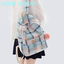 Small Fresh Plaid Backpack Female Student Multifunctional Nylon School Bag Large Capacity Outdoor Travel All-Match Package 2024 - buy cheap
