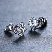 Charm Female Dainty Earring White Zircon Round Small Stud Earrings Luxury Crystal Stone Heart Earrings For Women Wedding Jewelry 2024 - buy cheap