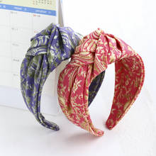 2020 vintage grande pano impressão moldura faixa de cabelo feminino nó bandana meninas acessórios para o cabelo hoop grampos de cabelo opaska do wlosow 2024 - compre barato