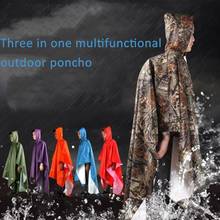 3 em 1 impermeável capa de chuva mulher/homem selva chuva poncho mochila camuflagem casaco de chuva ciclismo escalada caminhadas viagem capa de chuva 2024 - compre barato