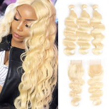 613 Honey Blonde Body Wave Bundles With Closure Brazilian Remy Human Hair Weave Bundles With Closure 3 Bundles With Closure SOKU 2024 - buy cheap