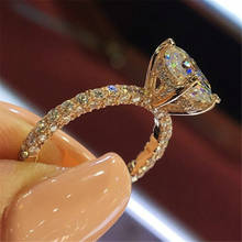Anillos de Compromiso con diseño de garras de cristal para mujer, anillo de princesa con dijes, redondo, joyería de boda para mujer 2024 - compra barato
