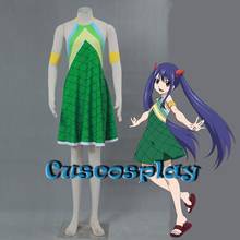 Disfraz de Anime Fairy Tail para niñas, traje verde de Cosplay, para Halloween, Navidad, a escala de libélula 2024 - compra barato
