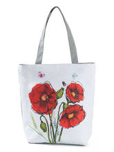 Fashion Beach Bags Red Floral Printed Handbags Daily High Capacity Eco Reusable Shopping Bag Women Shoulder Bag Custom Pattern 2024 - buy cheap