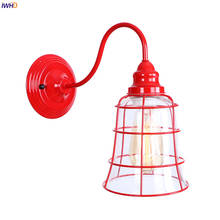 IWHD American Country Vintage Wall Lamp Living Room Bathroom Mirror Stair Loft Decor Red Glass Wall Light Sconce Wandlamp LED 2024 - buy cheap