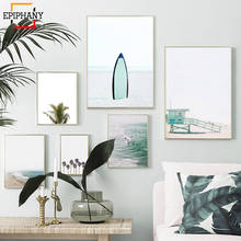 Galería de Arte de pared de playa, estampado de Surf, palmera, impresión minimalista moderna, imágenes de decoración Tropical costera para sala de estar 2024 - compra barato