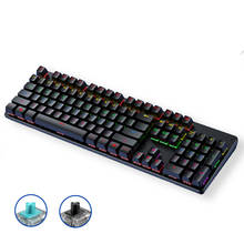 Kit teclado mecânico de jogos com fio, pc gamer, arco-íris retroiluminado, 104 teclas, preto, azul, botões de computador, teclas retroiluminadas 2024 - compre barato