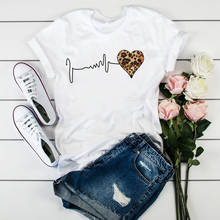 Camiseta estampada, motivo coração de oncinha, para mulheres, estilo retrô para o verão 2024 - compre barato