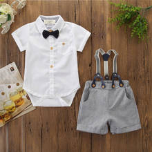 PUDCOCO Toddler Infant Baby Boy Gentleman Clothes Short Sleeve Shirt Romper Top Bib Pants Shorts Outfit Set 0-24M 2024 - buy cheap