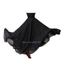 Disfraces de danza del vientre para mujer, falda de Flamenco español de gasa de lujo, de Color sólido, para actuaciones de baile latino 2024 - compra barato