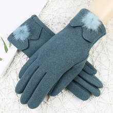 Winter warm gloves female Faux cashmere warm mittens plus velvet thickening touch screen gloves thin plush cycling driving E83 2024 - buy cheap