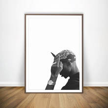 Tupac Shakur-fotografía en blanco y negro, lienzo de arte impreso, póster de Rap, letras musicales modernas de Hip Hop, imágenes de pared, decoración para sala de estar 2024 - compra barato