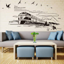 Black Travel Train Wall Stickers Vinyl Mural Decals for Living Room Sofa Background Office Decoration Poster Art Wallpaper 2024 - buy cheap