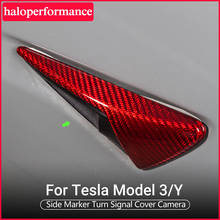 Model3 Car Accessories Body Camera Protective Cover For Tesla Model 3 Accessories Real Red Carbon Fiber tesla model s x model y 2024 - buy cheap