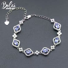 Bolai natural tanzanite link bracelet solid 925 sterling silver 3.0ct violet gemstone fine jewelry for women's elegant best gift 2024 - buy cheap