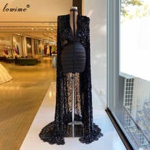 High Fashion Black Evening Dresses 2021 Sequins Mini Photography Dresses For Women Party Film Opening Ceremony Gowns Vestidos 2024 - buy cheap