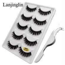 Lanjinglin 1 kit cílios pinças natural 3d vison cílios feitos à mão maquiagem longa extensão de cílios postiços atacado falso chicote 2024 - compre barato