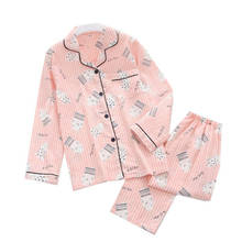 Pijamas de algodón de gasa doble conjuntos de Pijamas de Mujer otoño 100% algodón de manga larga ropa de dormir de Mujer Pijamas Mujer 2024 - compra barato