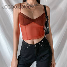 Jocoo Jolee Women Summer Sexy V-Neck Mesh Gradient Slim Backless Tank Top Navel Lace Edible Tree Fungus Vest Party Club 2024 - buy cheap