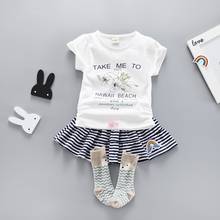 Conjunto de roupas de verão para meninas, camisetas de manga curta com babado para crianças de 1-2-3-4 anos 2024 - compre barato