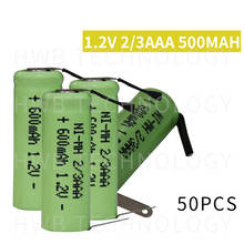 50 PCS/lot KX Original New 1.2V 2/3AAA 500mAh Ni-Mh 2/3 AAA Ni-Mh Rechargeable Battery With Pins Free Shipping 2024 - buy cheap