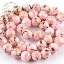 Natural Light Pink Shell Howlite Turquoises Beads Round Loose Spacer Beads For Jewelry Making Diy Bracelet 4/6/8/10/12mm 15” 2024 - buy cheap