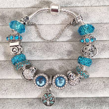 Pulseiras femininas com pingente árvore, braceletes de cristal originais com contas, joia para presente de natal 2024 - compre barato