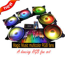 Magic multicolor music RGB fan set 12cm inside and outside circle led cooler Computer PC Case Fan RGB Quiet fan with sync 2024 - buy cheap